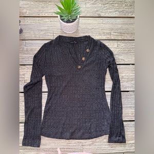 Women’s V Neck Sweater Top, Heather Gray, Sz Medium